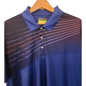 PGA Tour Pro Series Polo Shirt Men's XXL Blue Stripe Short Sleeve Golf Stretch